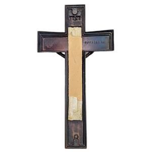 Vintage Copper Cast Metal Casket Funerary Crucifix