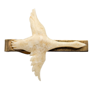 Vintage Fossil Walrus Tusk Carved Goose Tie Clip