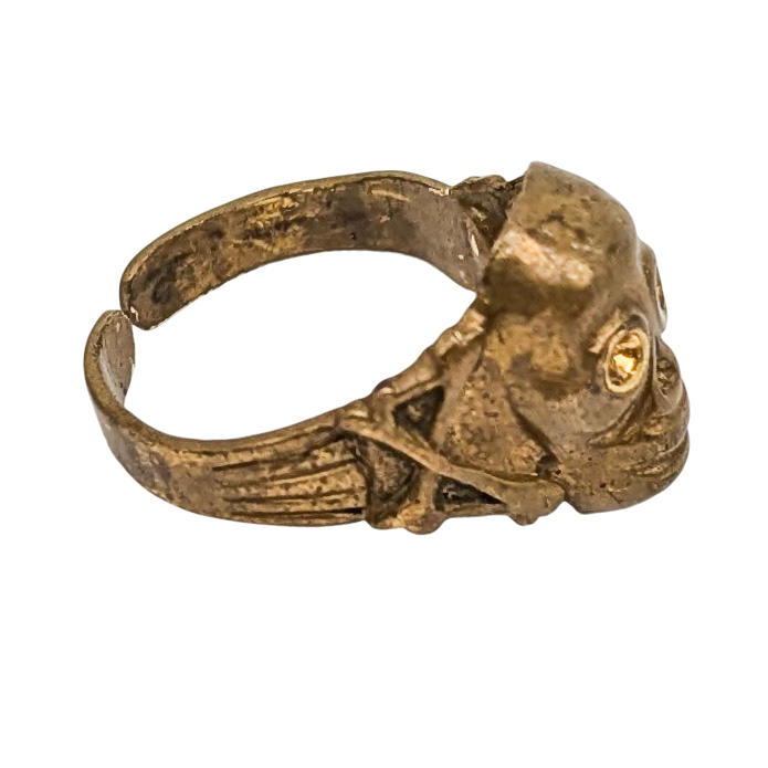 Rare 1930s Brass Pirate Skull Ring