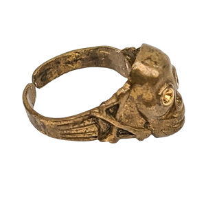 Rare 1930s Brass Pirate Skull Ring