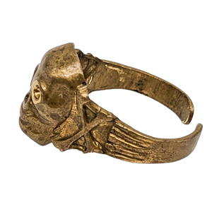 Rare 1930s Brass Pirate Skull Ring