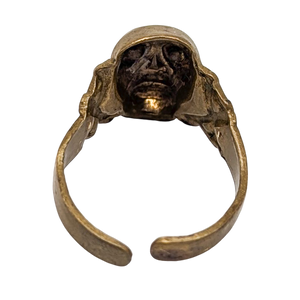 Rare 1930s Brass Pirate Skull Ring