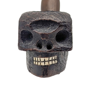 Vintage Hand Carved Briar Wood Skull Pipe