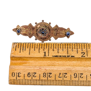 Antique Victorian 9 Karat Gold Brooch With Sapphire