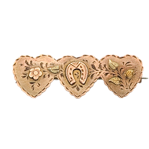 Antique Victorian 9 Karat Gold Horseshoe Brooch