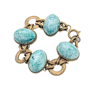 Antique Art Deco Peking Glass Link Bracelet