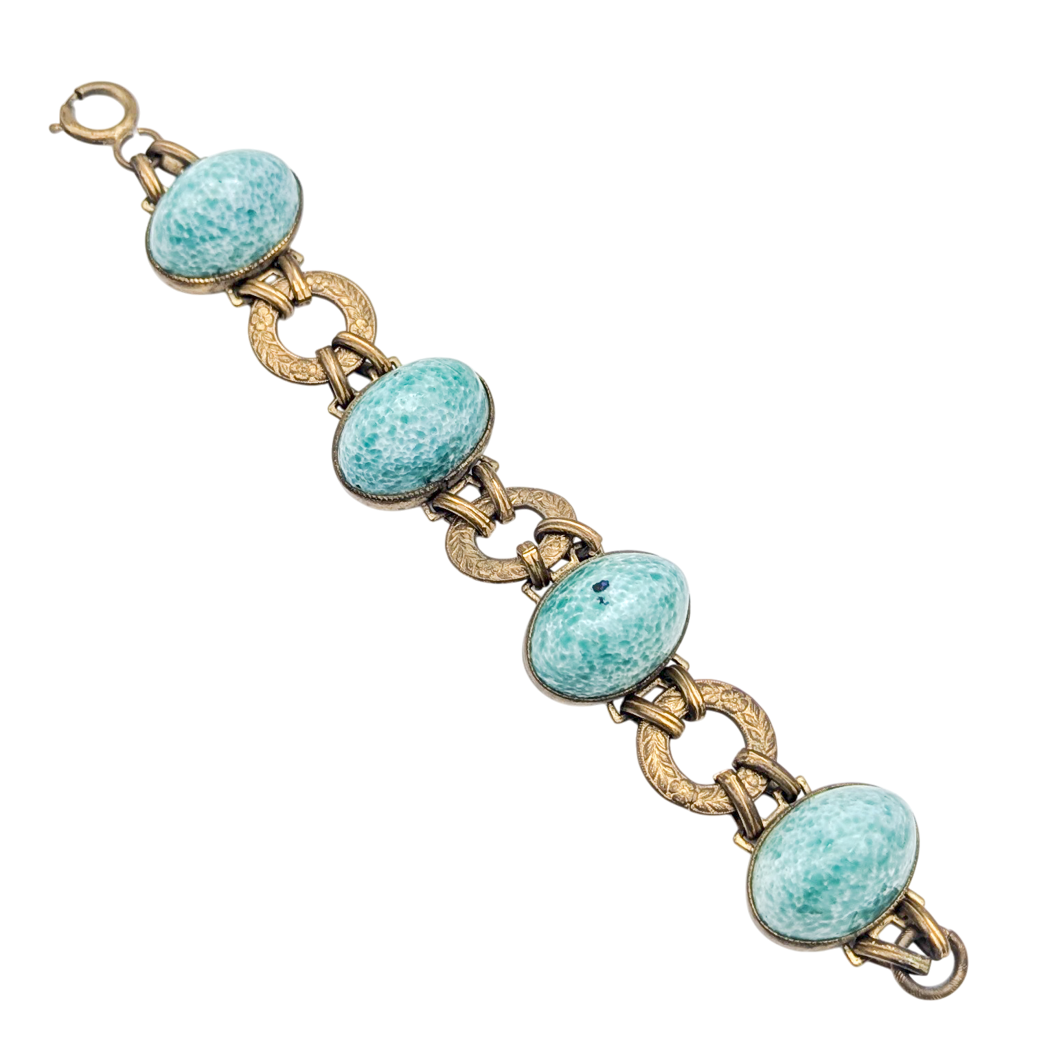 Antique Art Deco Peking Glass Link Bracelet