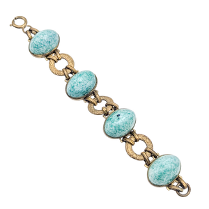 Antique Art Deco Peking Glass Link Bracelet