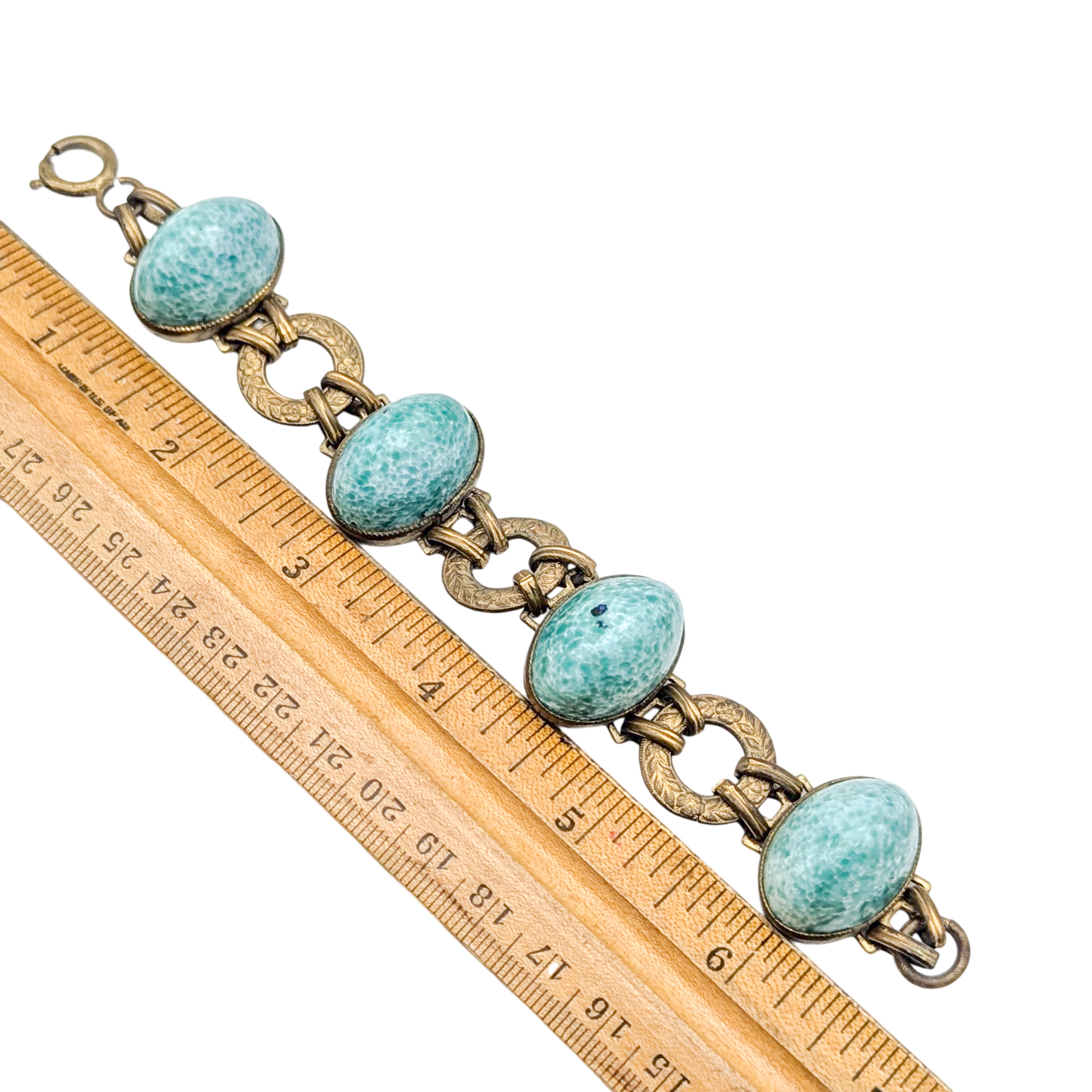 Antique Art Deco Peking Glass Link Bracelet