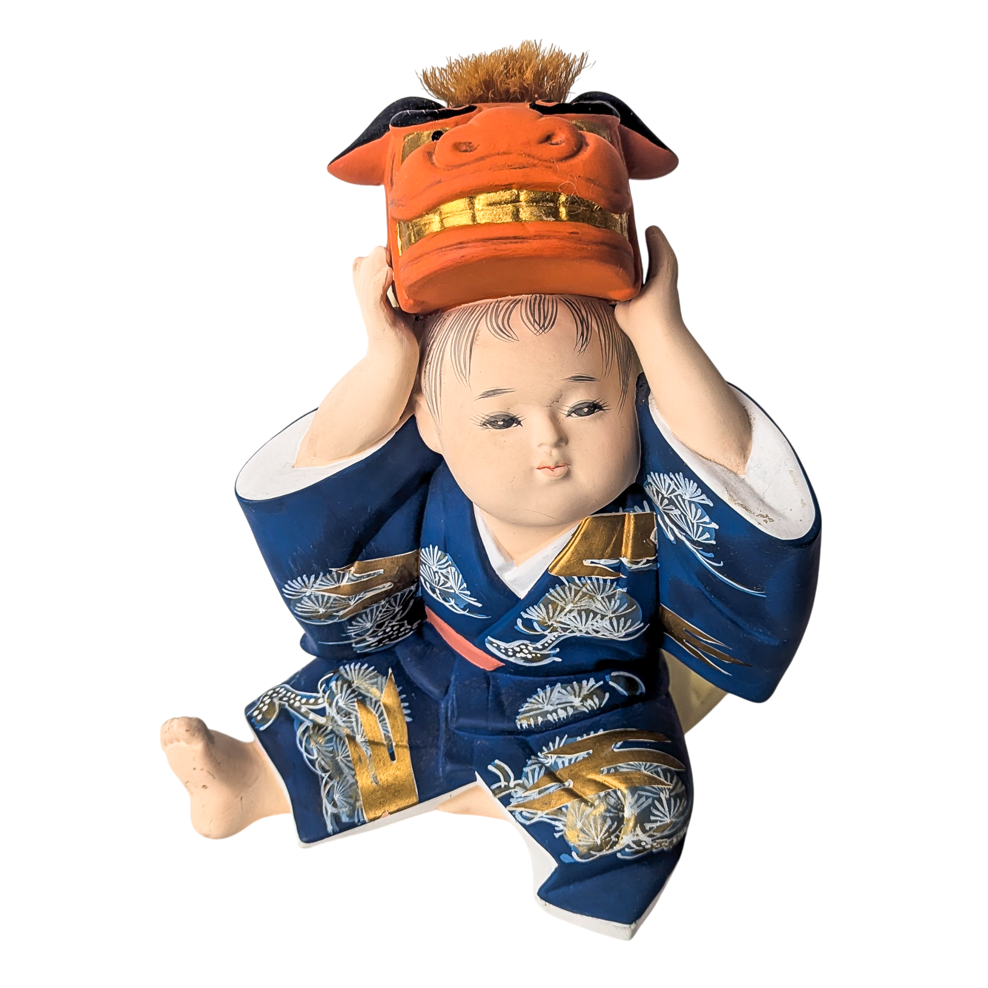 Vintage Japanese Hakata Doll Child With Dragon Mask