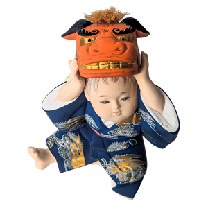 Vintage Japanese Hakata Doll Child With Dragon Mask