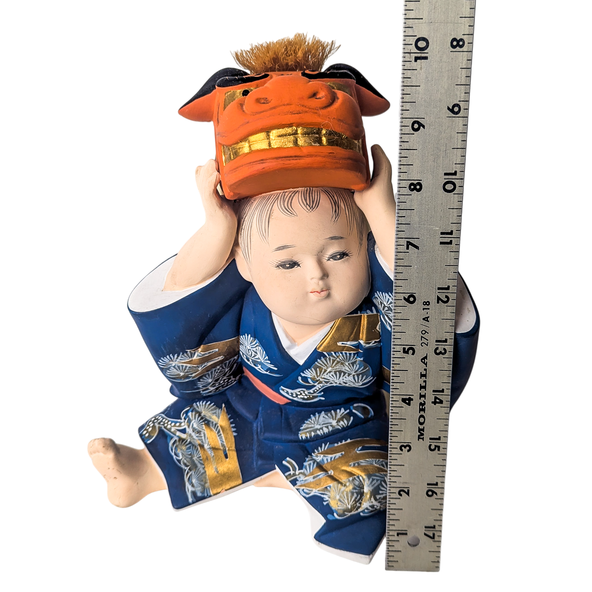 Vintage Japanese Hakata Doll Child With Dragon Mask