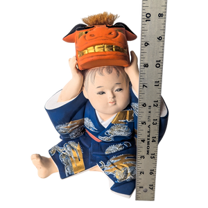 Vintage Japanese Hakata Doll Child With Dragon Mask