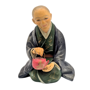 Vintage Japanese Hakata Doll Old Woman Serving Tea