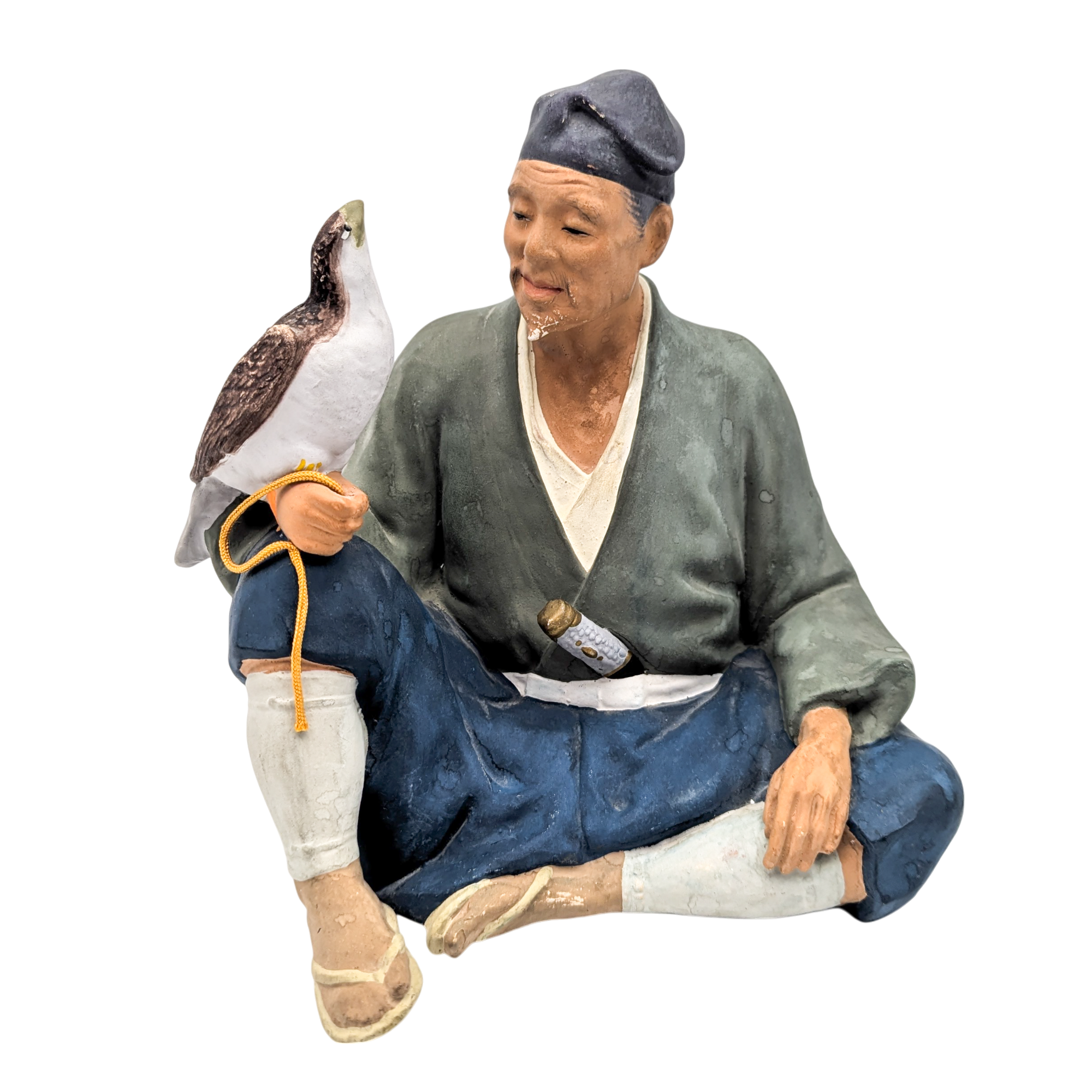 Vintage Japanese Hakata Doll Man With Falcon