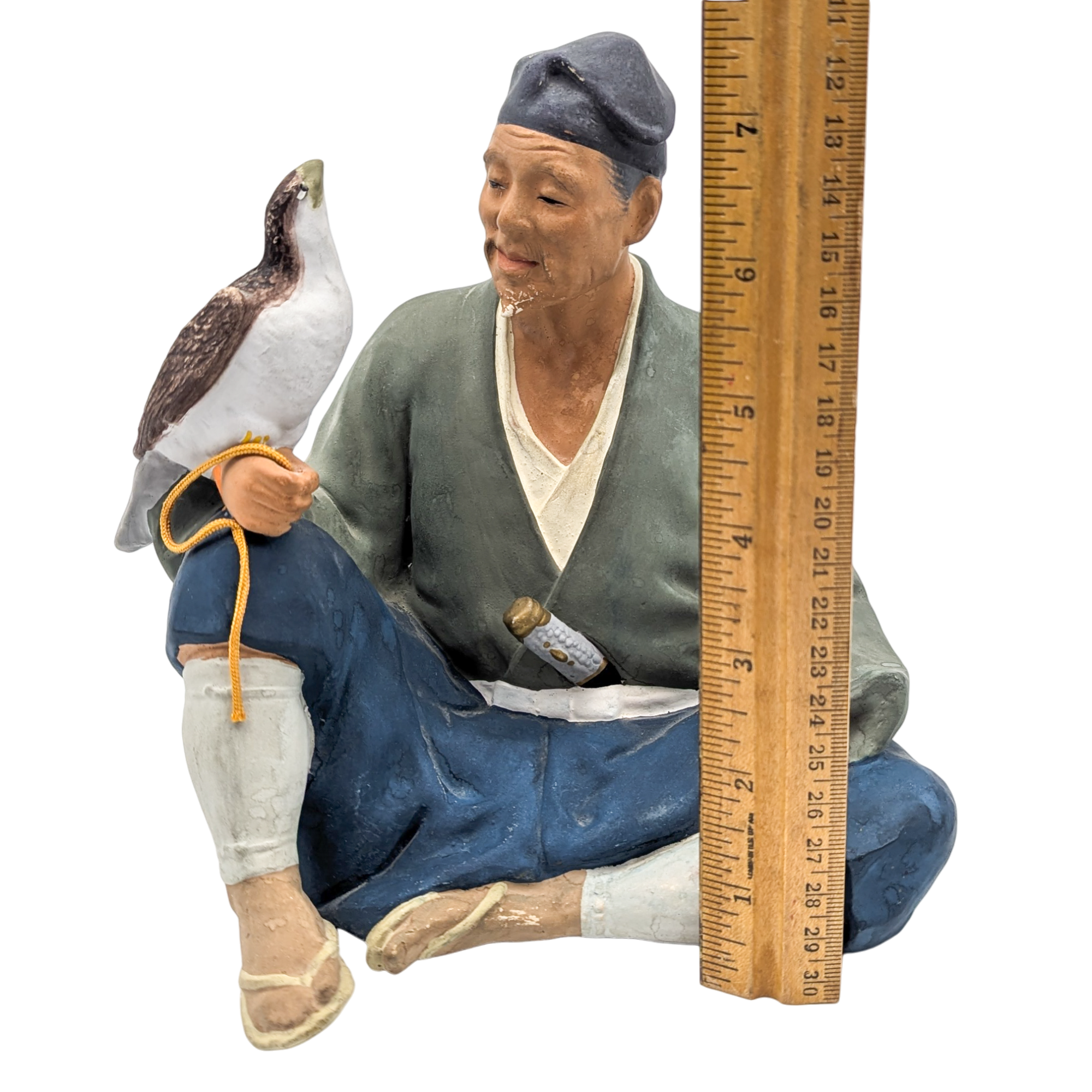 Vintage Japanese Hakata Doll Man With Falcon