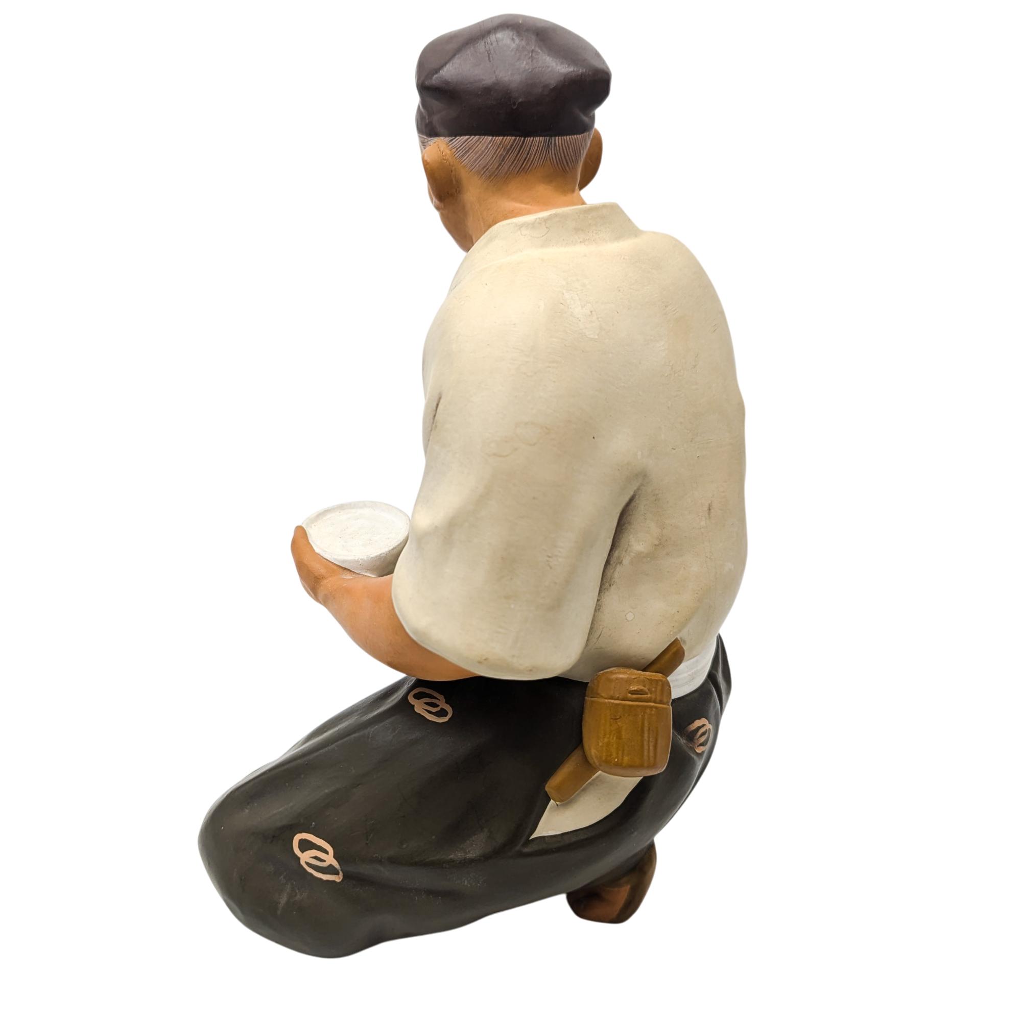 Vintage Japanese Man Holding Rooster Hakata Doll