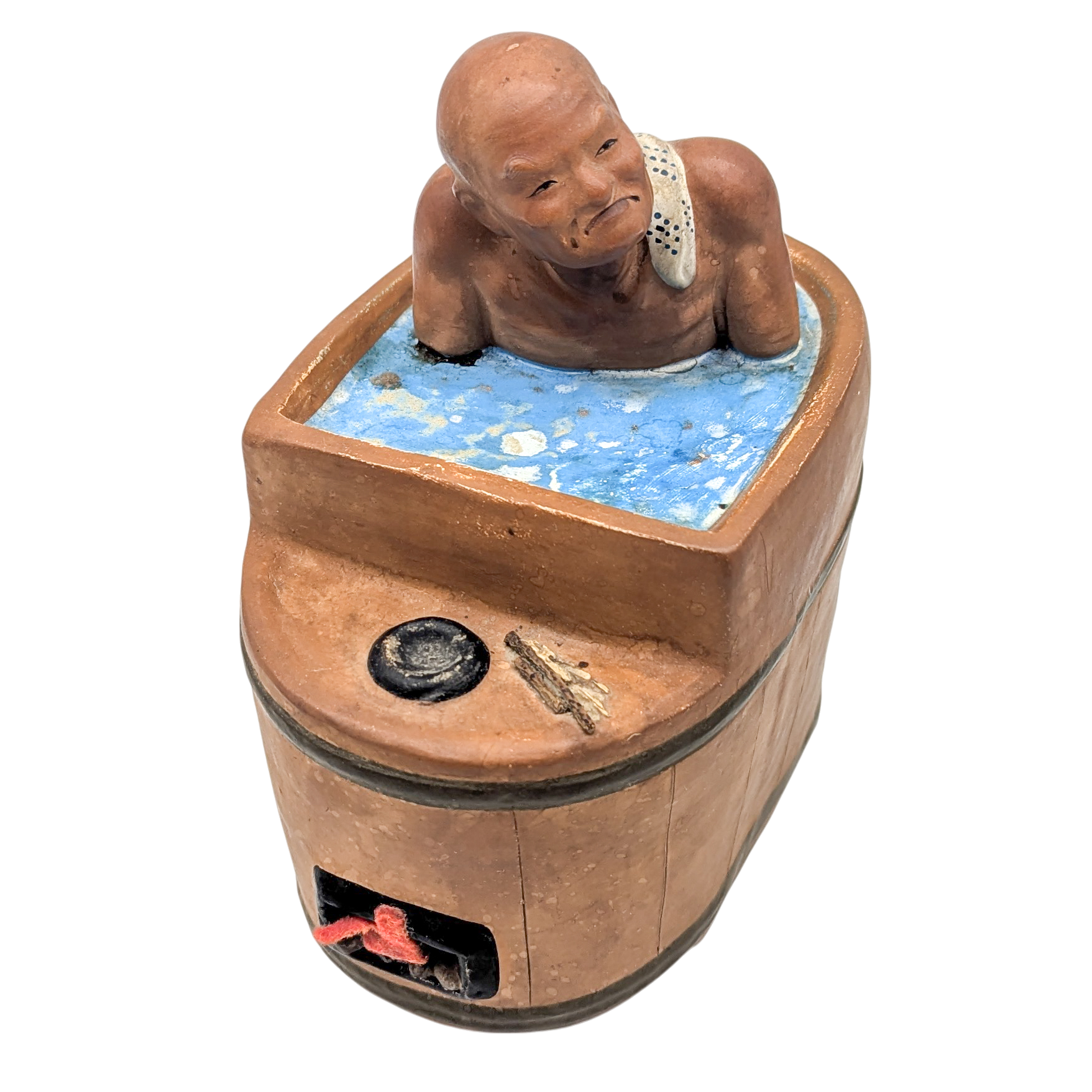 Vintage Japanese Man in Bath Tub Hakata Doll