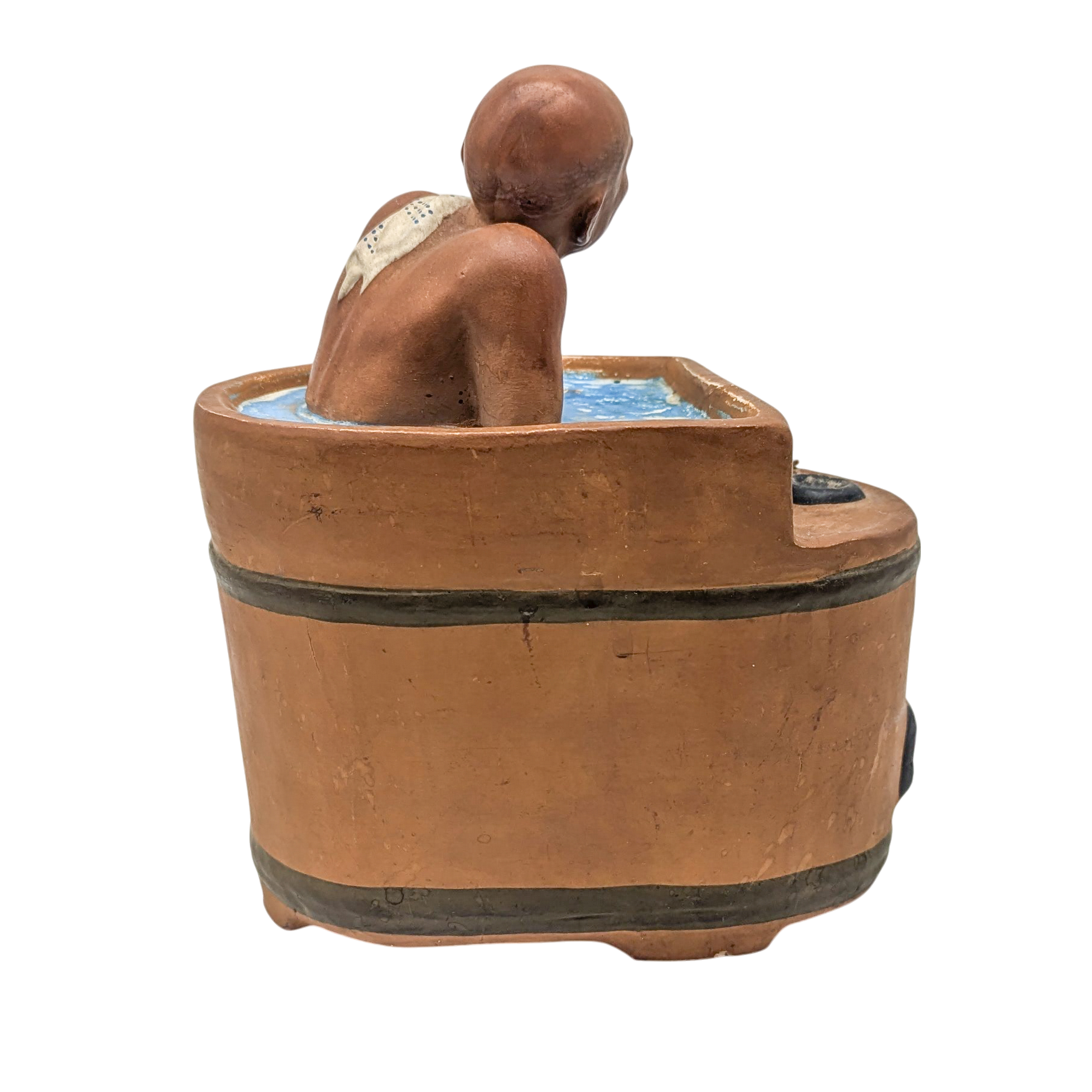 Vintage Japanese Man in Bath Tub Hakata Doll