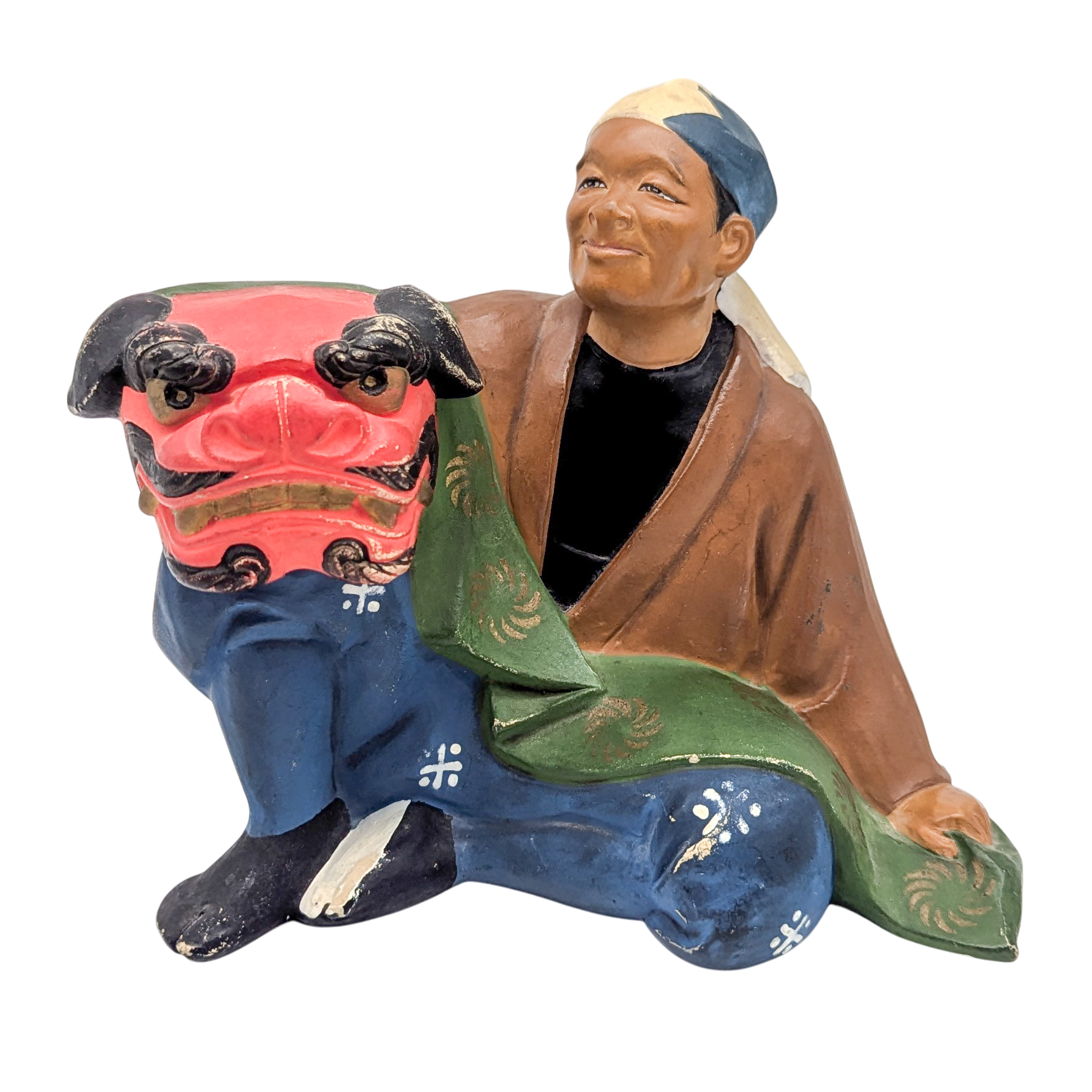 Vintage Japanese Hakata Doll Dragon Mask Puppeteer