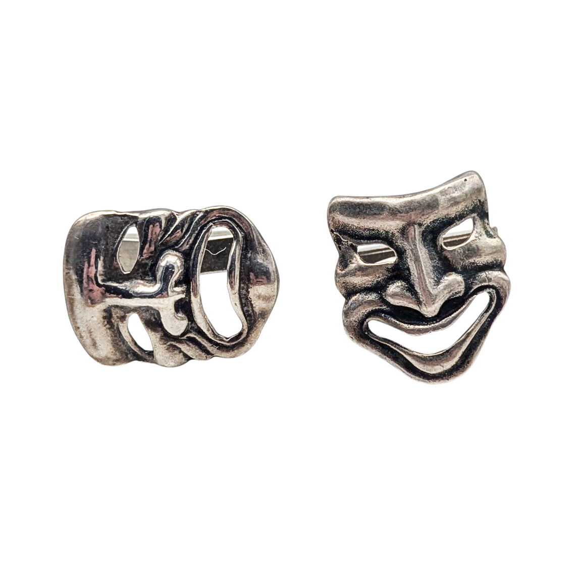 Vintage Sterling Silver Comedy & Tragedy Theater Mask Cufflink Set