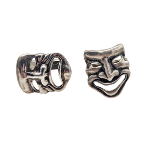 Vintage Sterling Silver Comedy & Tragedy Theater Mask Cufflink Set