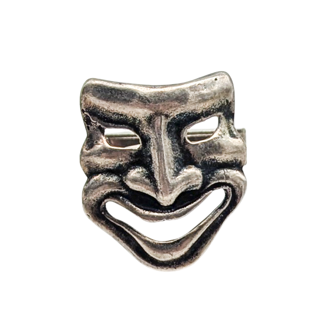 Vintage Sterling Silver Comedy & Tragedy Theater Mask Cufflink Set