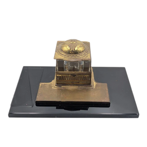 Antique Brass Neoclassical Inkwell