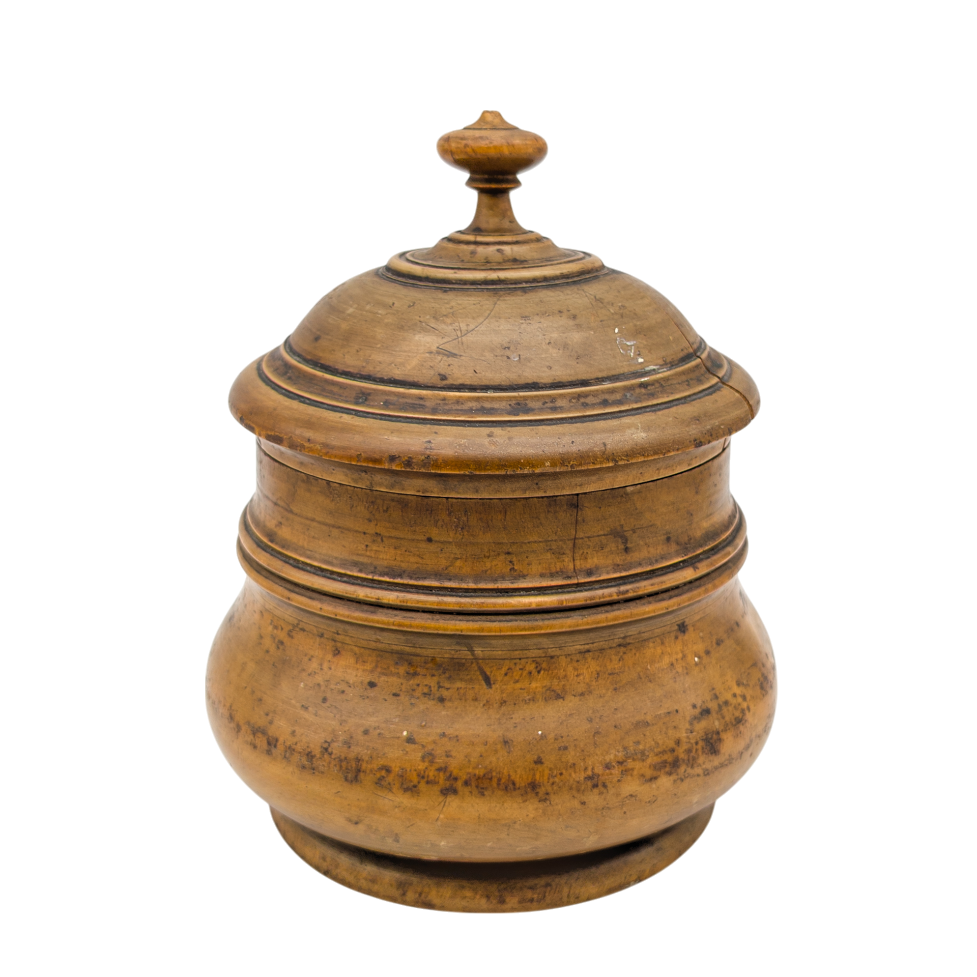 Antique Turned Wood Peaseware Urn