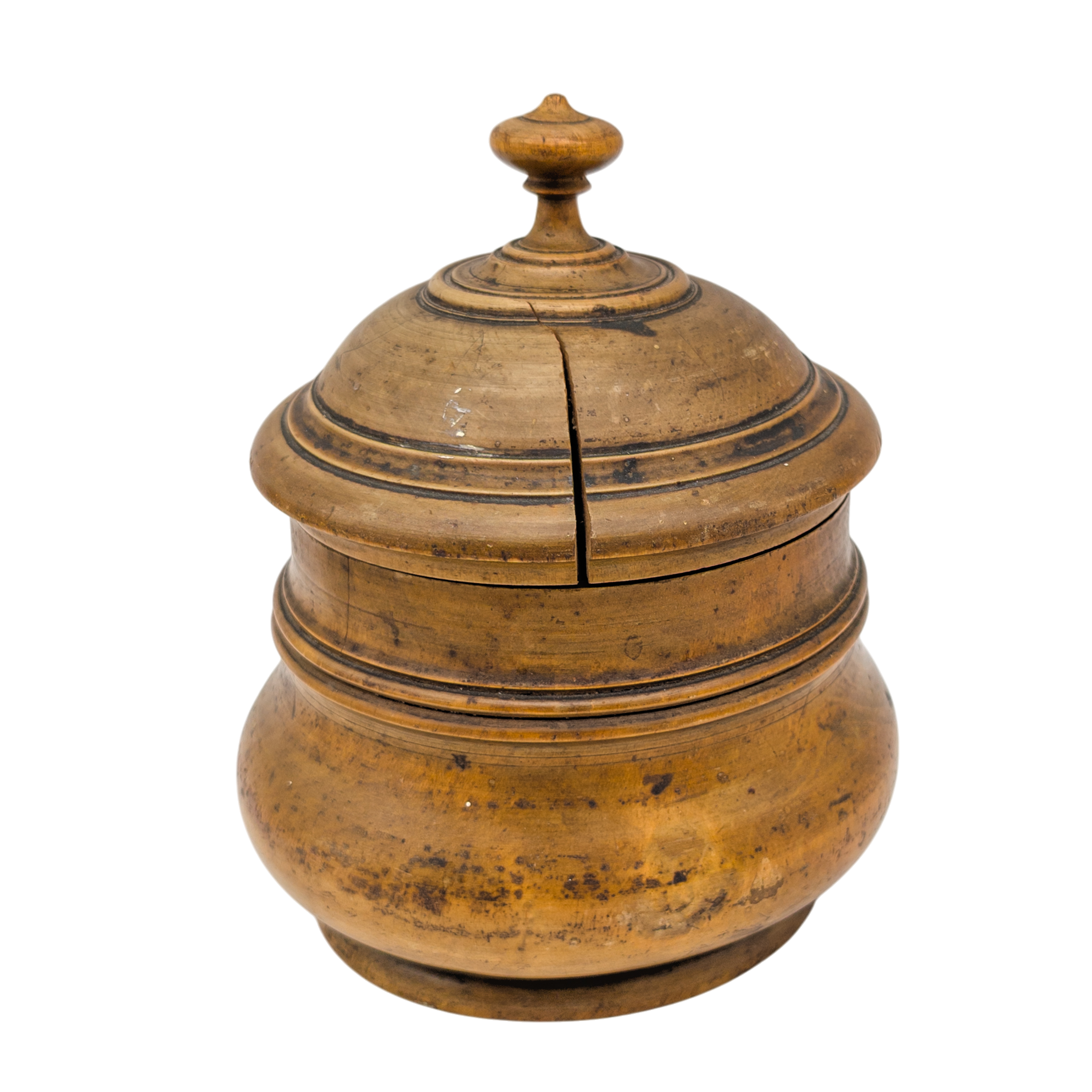 Antique Turned Wood Peaseware Urn