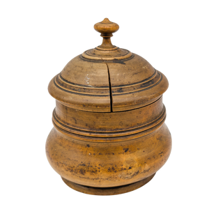 Antique Turned Wood Peaseware Urn