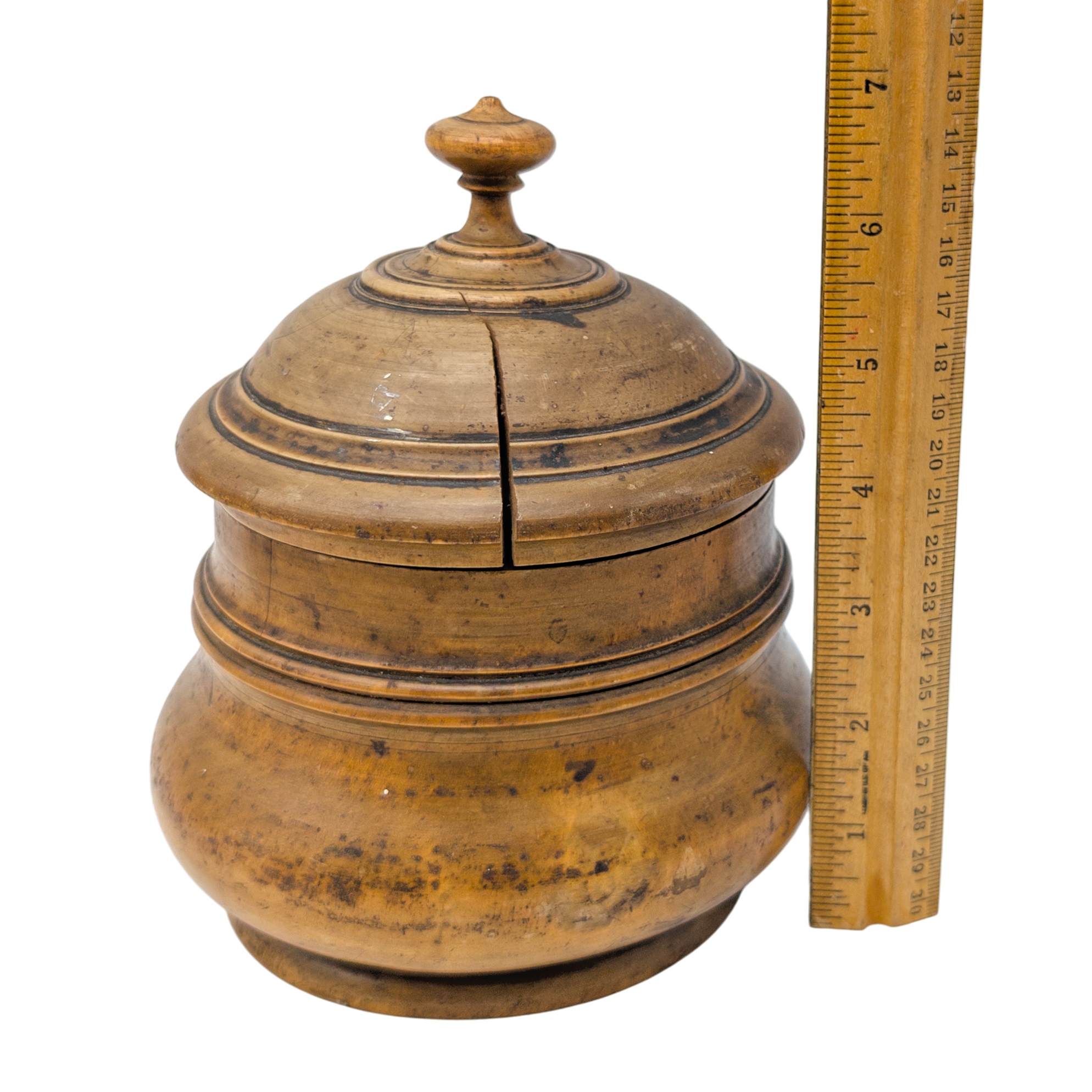 Antique Turned Wood Peaseware Urn