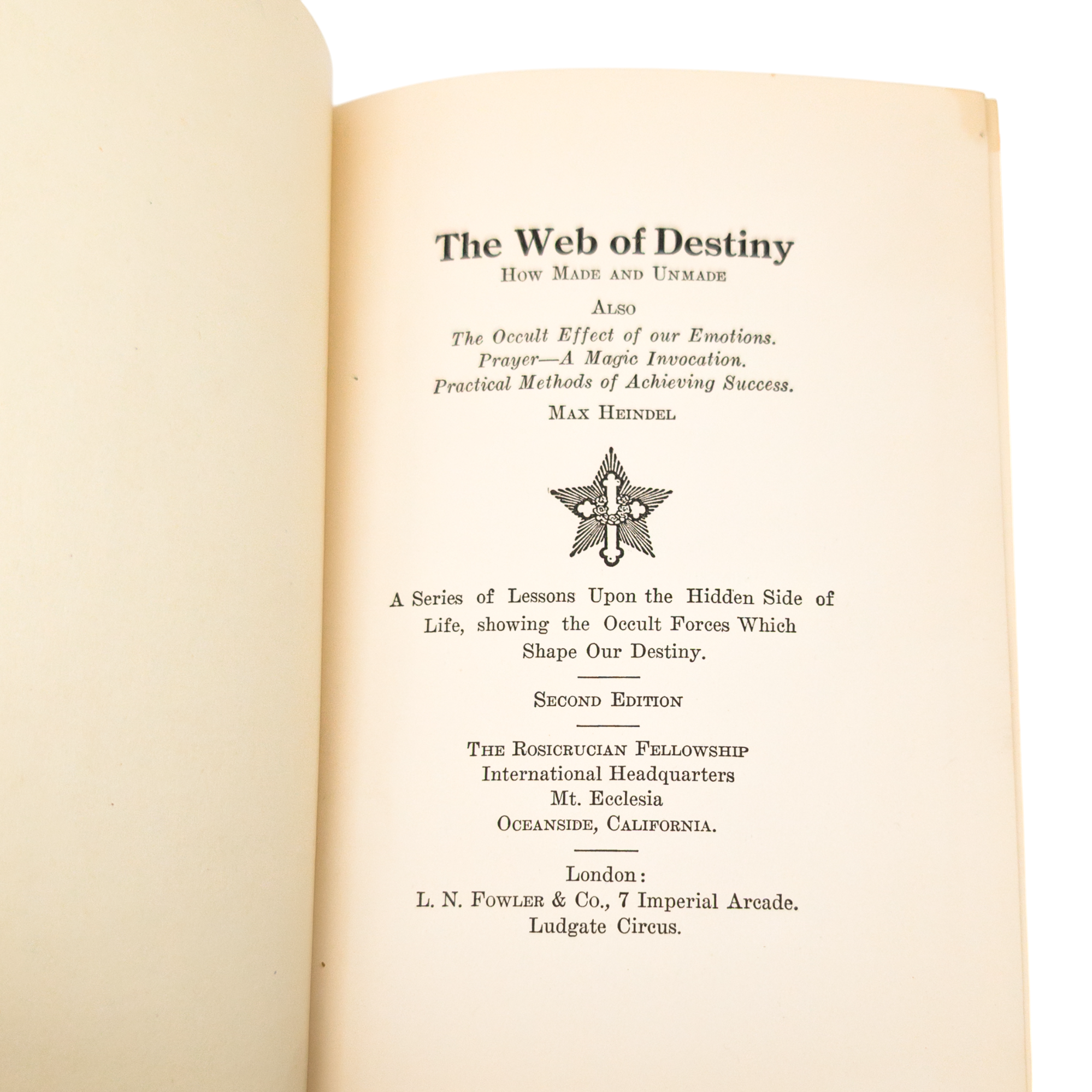 Antique Rosicrucian Fellowship Book: The Web of Destiny