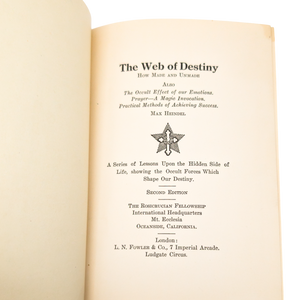 Antique Rosicrucian Fellowship Book: The Web of Destiny