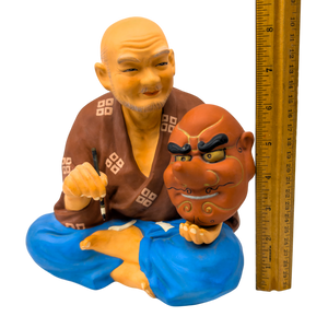 Vintage Japanese Man Making Tengu Mask Hakata Doll