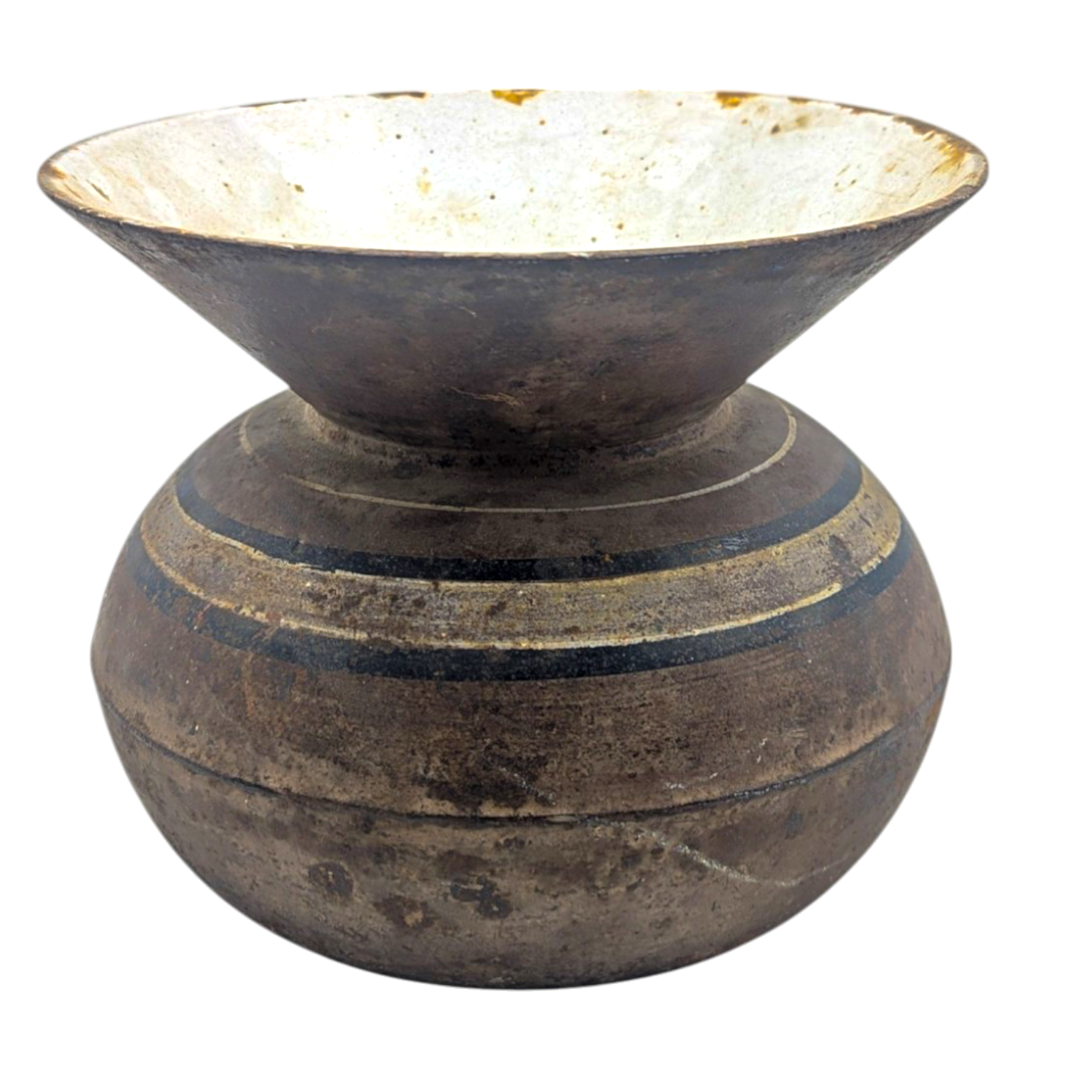 Antique Enameled Cast Iron Spittoon Cuspidor