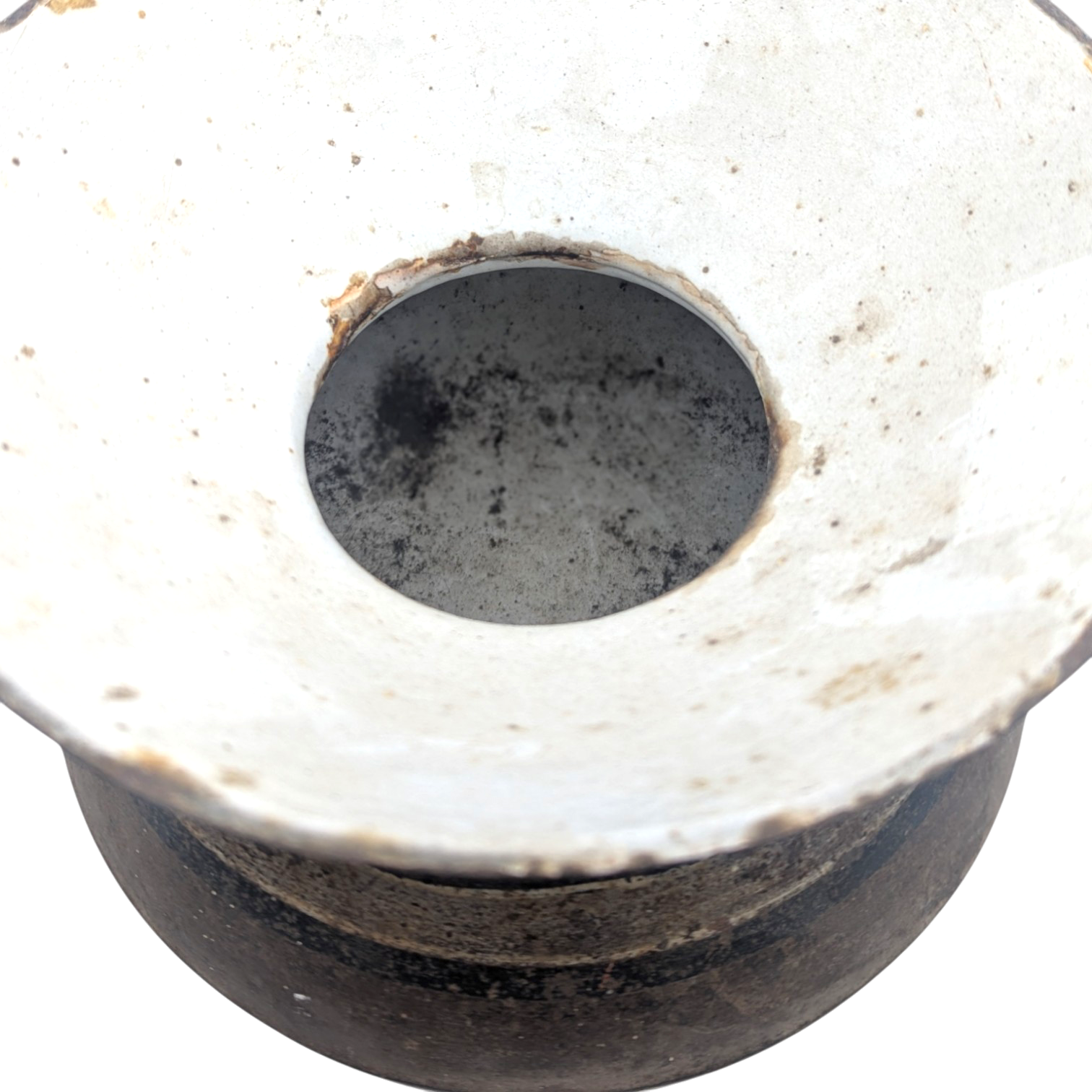 Antique Enameled Cast Iron Spittoon Cuspidor