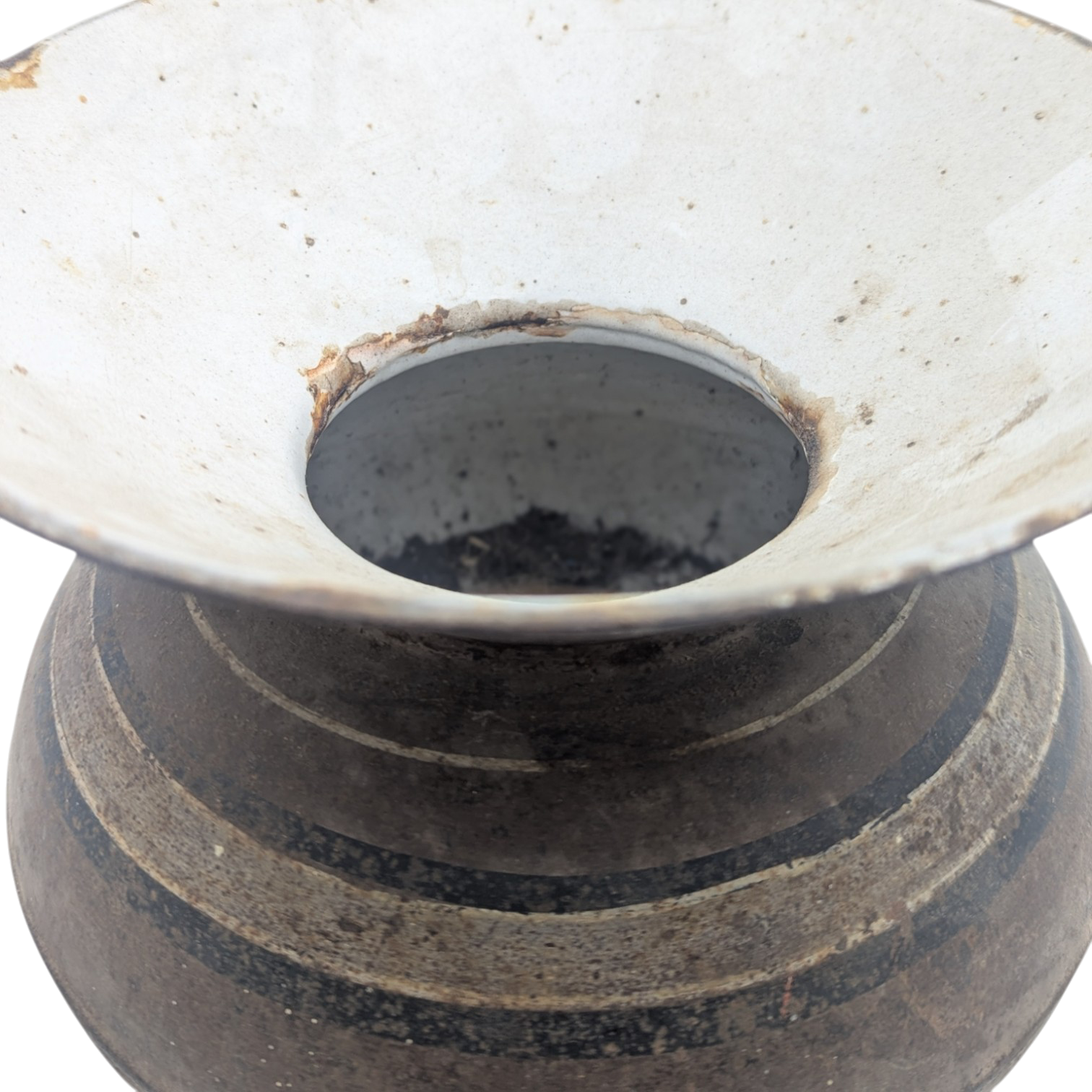 Antique Enameled Cast Iron Spittoon Cuspidor