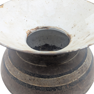 Antique Enameled Cast Iron Spittoon Cuspidor