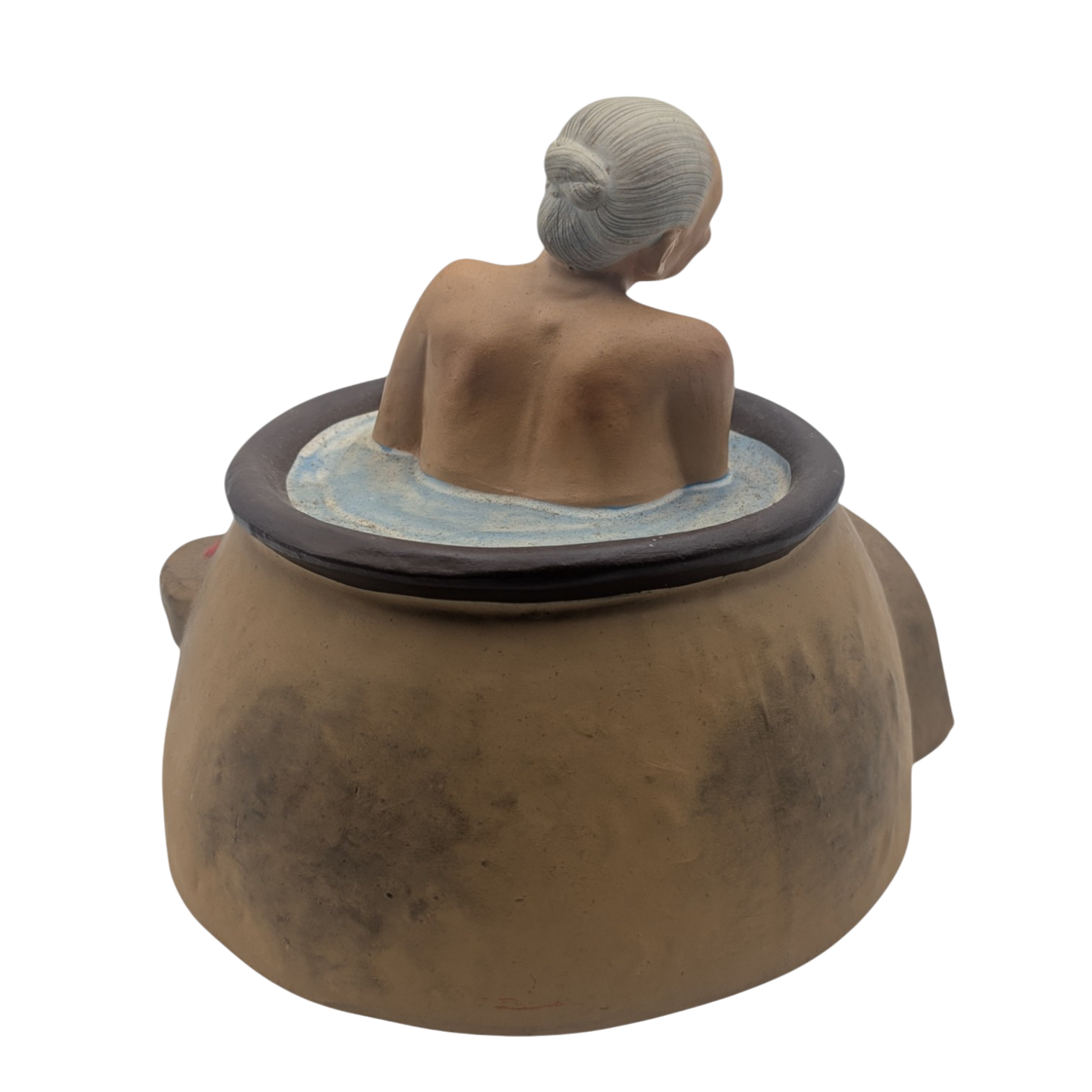 Vintage Japanese Old Woman in Bath Tub Hakata Doll