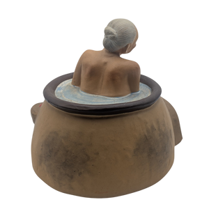Vintage Japanese Old Woman in Bath Tub Hakata Doll