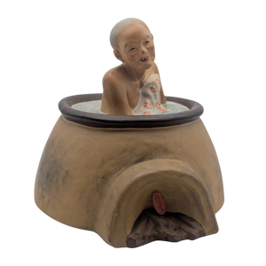 Vintage Japanese Old Woman in Bath Tub Hakata Doll