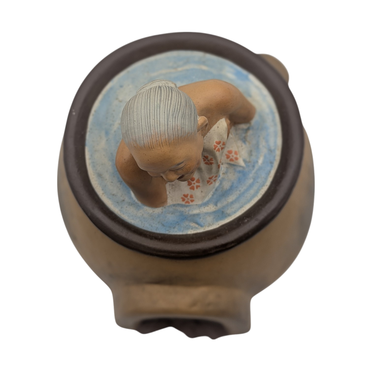Vintage Japanese Old Woman in Bath Tub Hakata Doll