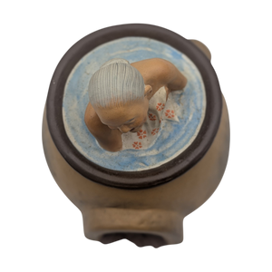 Vintage Japanese Old Woman in Bath Tub Hakata Doll