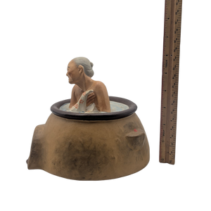 Vintage Japanese Old Woman in Bath Tub Hakata Doll