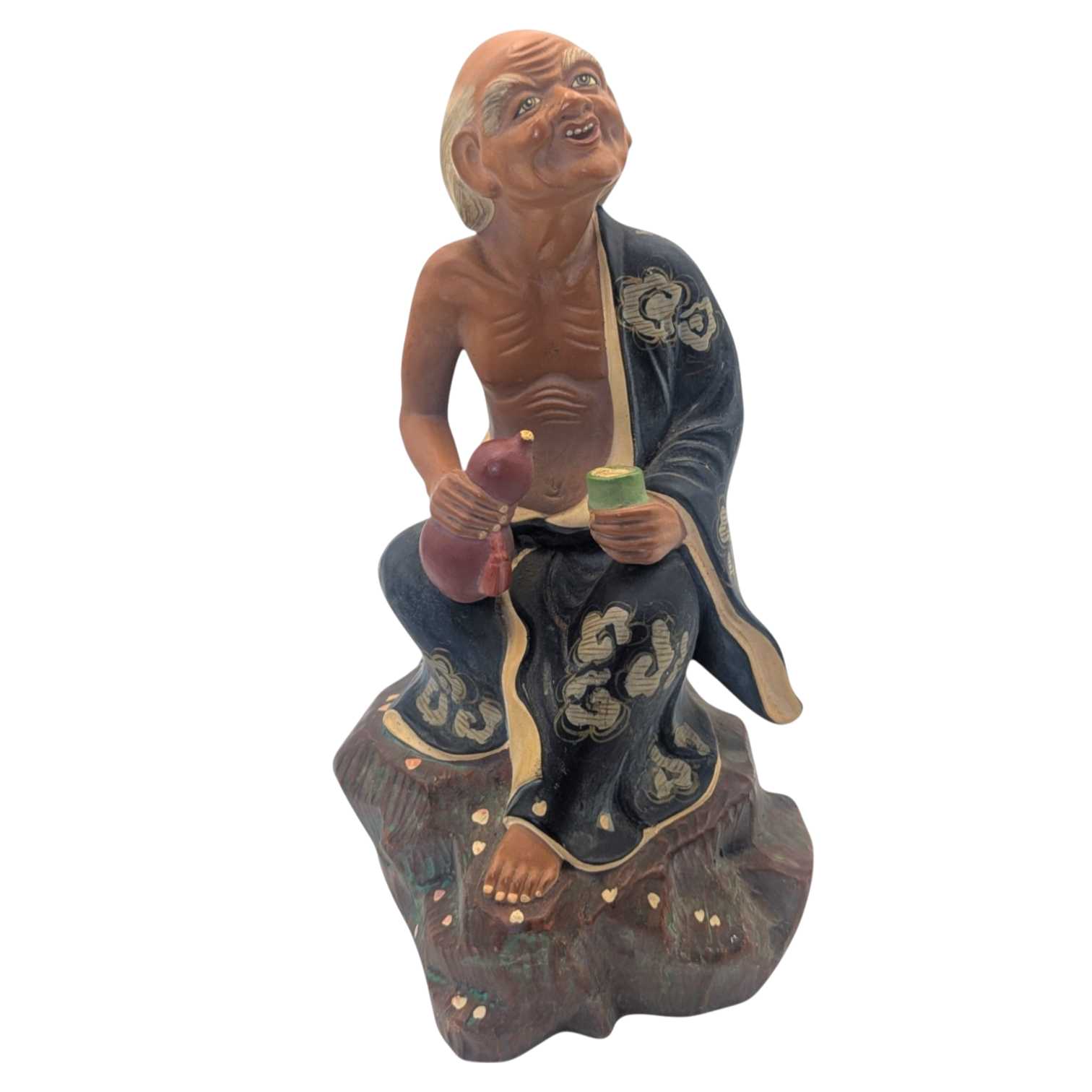 Vintage Japanese Elderly Man Drinking Sake Hakata Doll