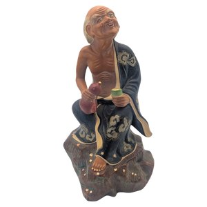 Vintage Japanese Elderly Man Drinking Sake Hakata Doll
