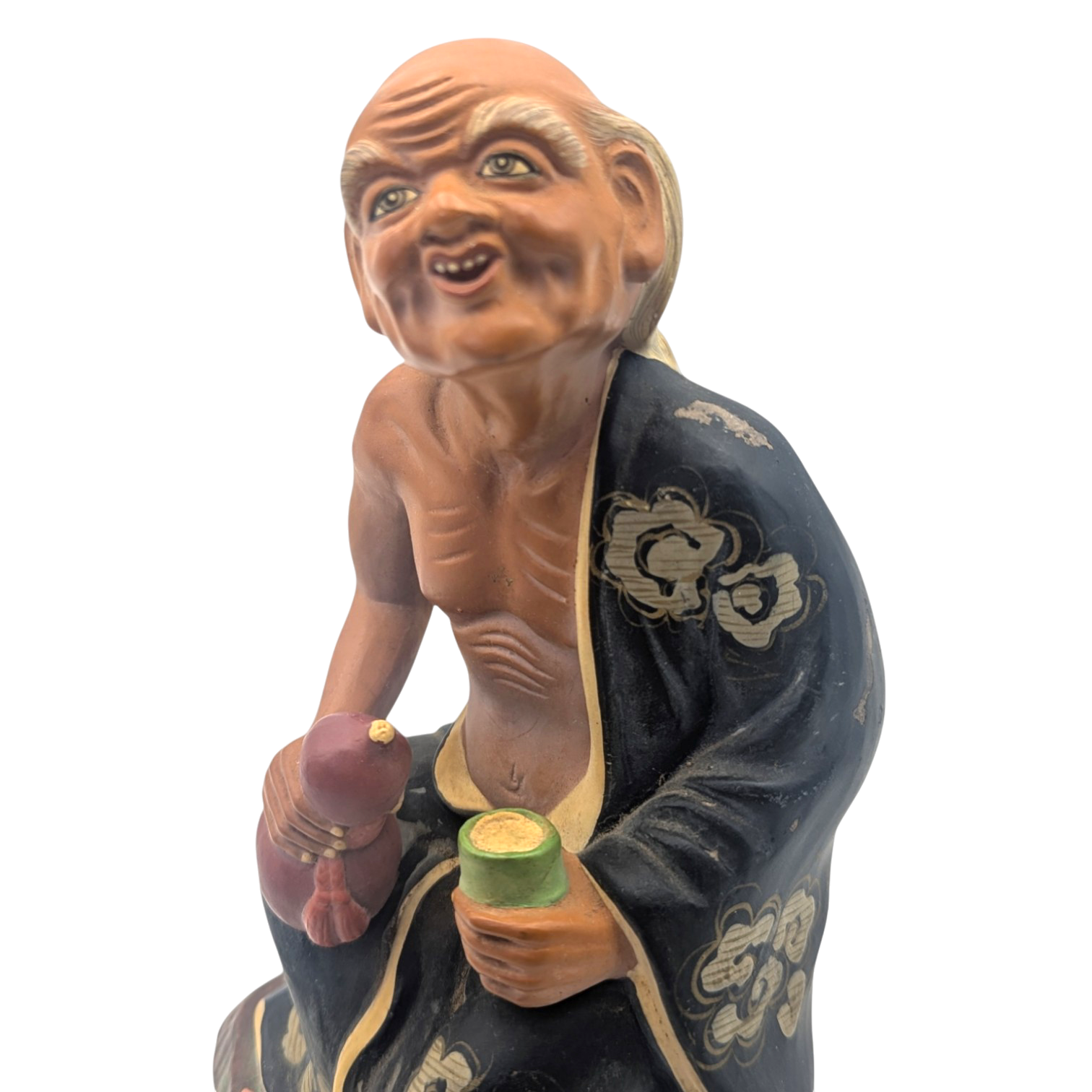 Vintage Japanese Elderly Man Drinking Sake Hakata Doll