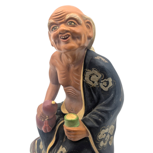 Vintage Japanese Elderly Man Drinking Sake Hakata Doll