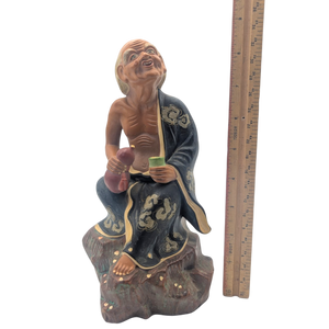 Vintage Japanese Elderly Man Drinking Sake Hakata Doll